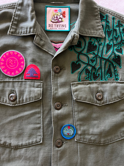 Vintage Military Shirt - Sunshine Snake Bloom