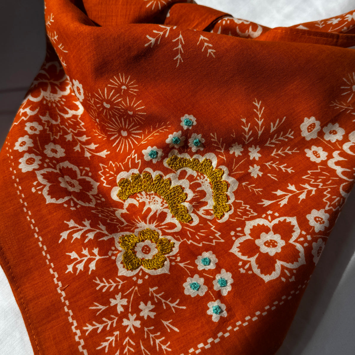 Embroidered Terra Field Bandana-Cotton