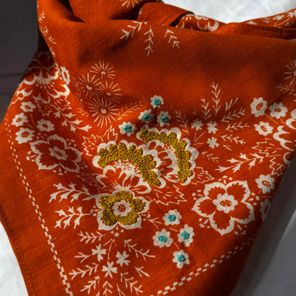 Embroidered Terra Field Bandana-Cotton