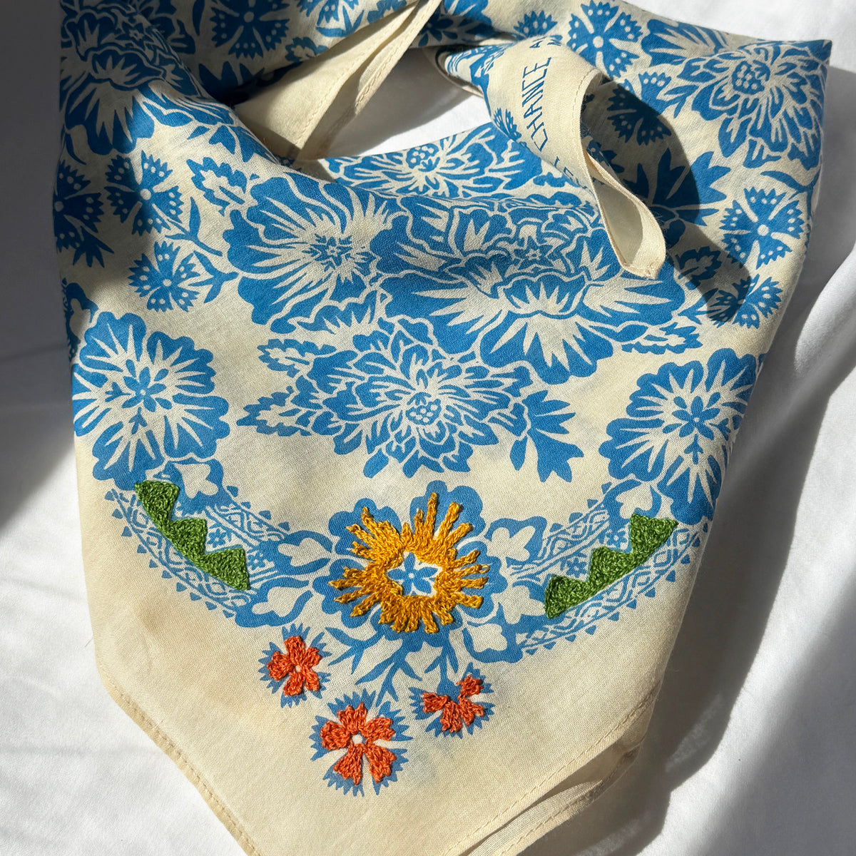 Embroidered Coastal Bandana-Cotton