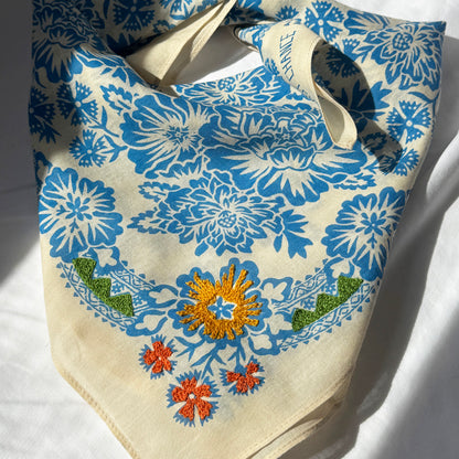 Embroidered Coastal Bandana-Cotton