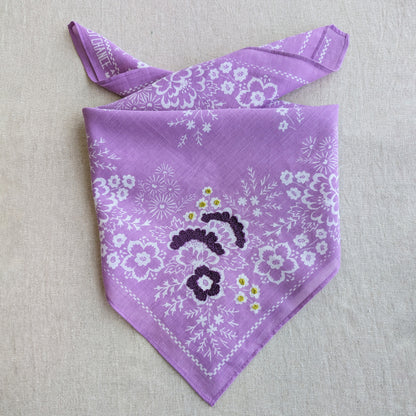 Embroidered Viola Field Bandana-Cotton