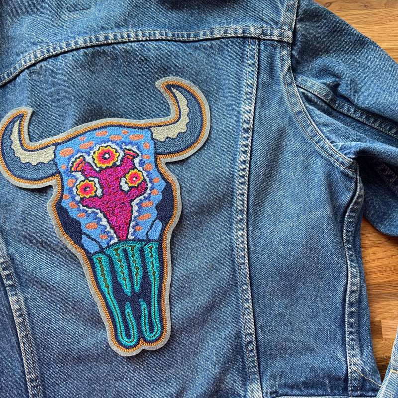 Bull Skull Cactus Backpatch-Blue & Purple-PREORDER