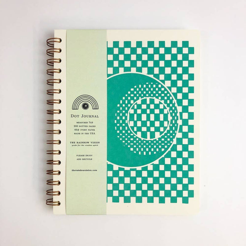 Checker Moon Dot Journal in Teal