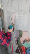 Abstract Pink & Blue Fringe Wall Hanging