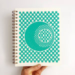 Checker Moon Dot Journal in Teal