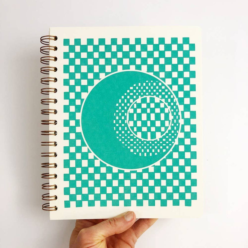 Checker Moon Dot Journal in Teal