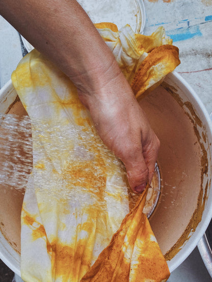 Naturally Dyed Embroidered Bandana-Clouds