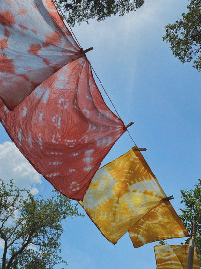 Naturally Dyed Embroidered Bandana-Clouds