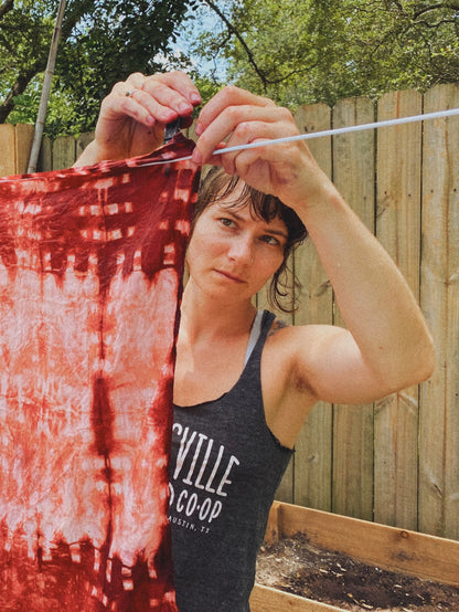 Naturally Dyed Embroidered Bandana-Blue Flowers