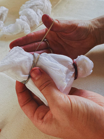 Naturally Dyed Embroidered Bandana-Clouds