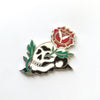 Red Rose Skull Enamel Pin