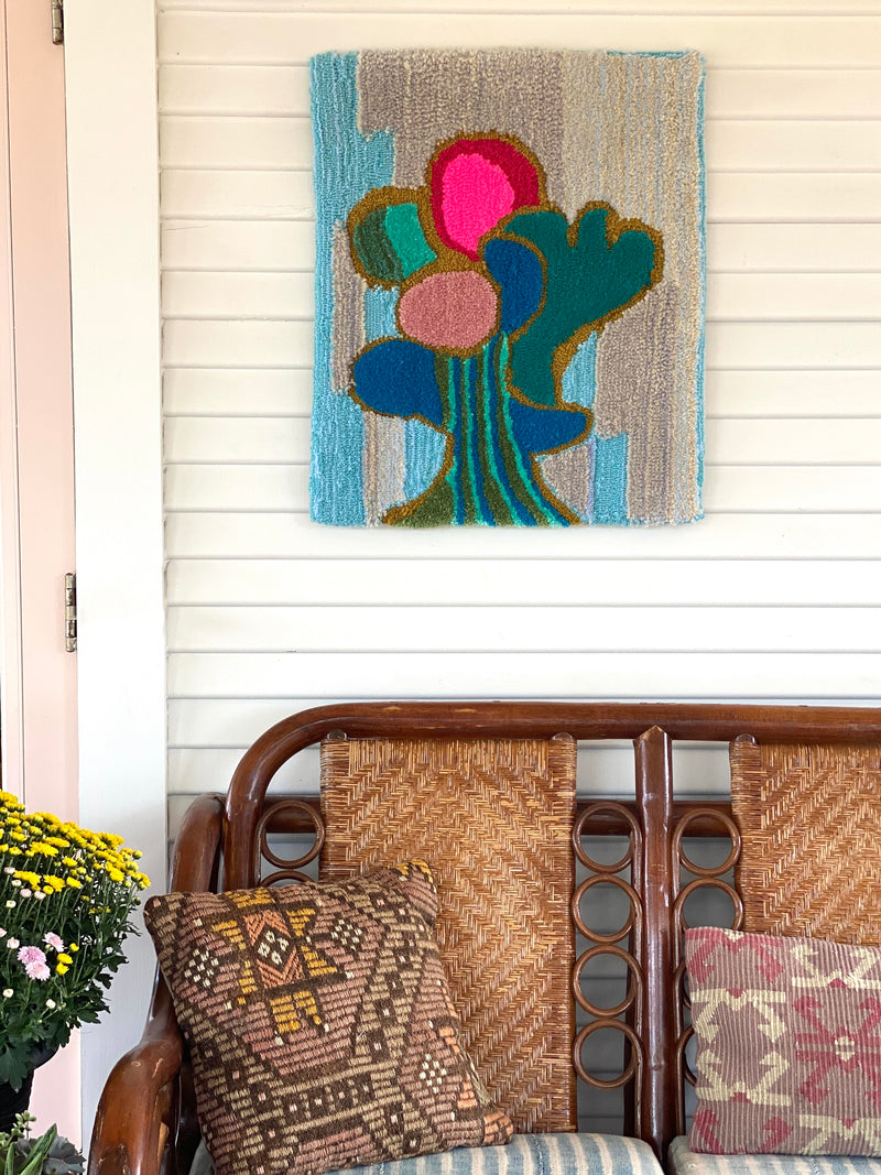 Abstract Cactus Blue Wall Hanging