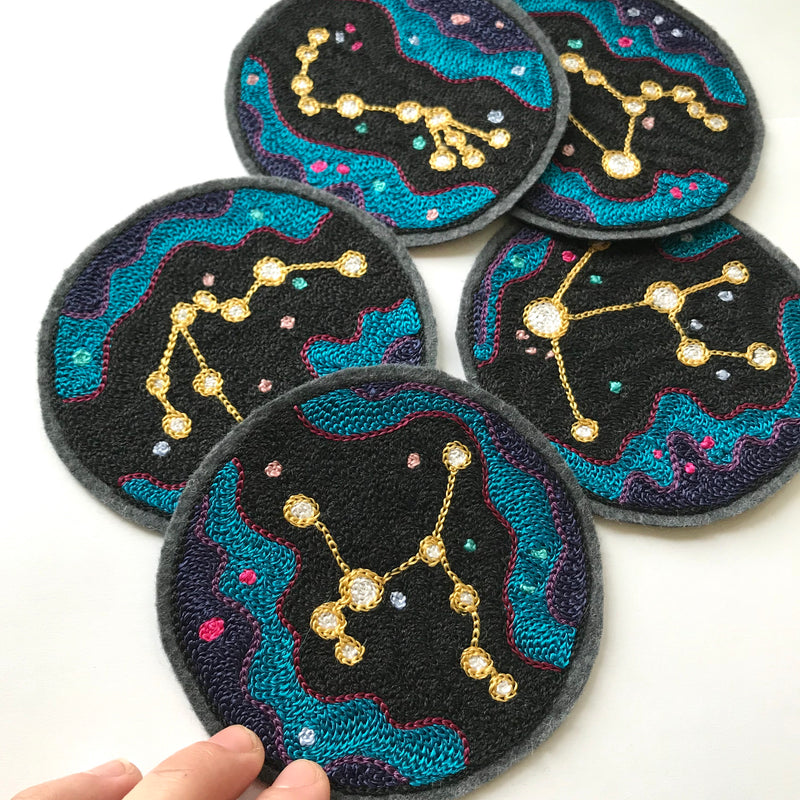 Zodiac Constellation Chainstitch Patches