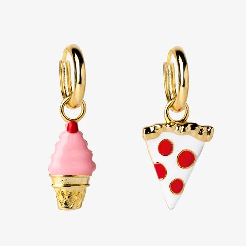Hoop Earrings - Pizza & Ice Cream