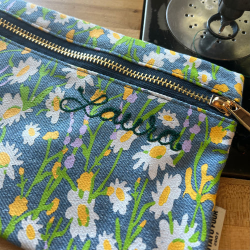 Zip Pouch - Daisy Garden (Denim)