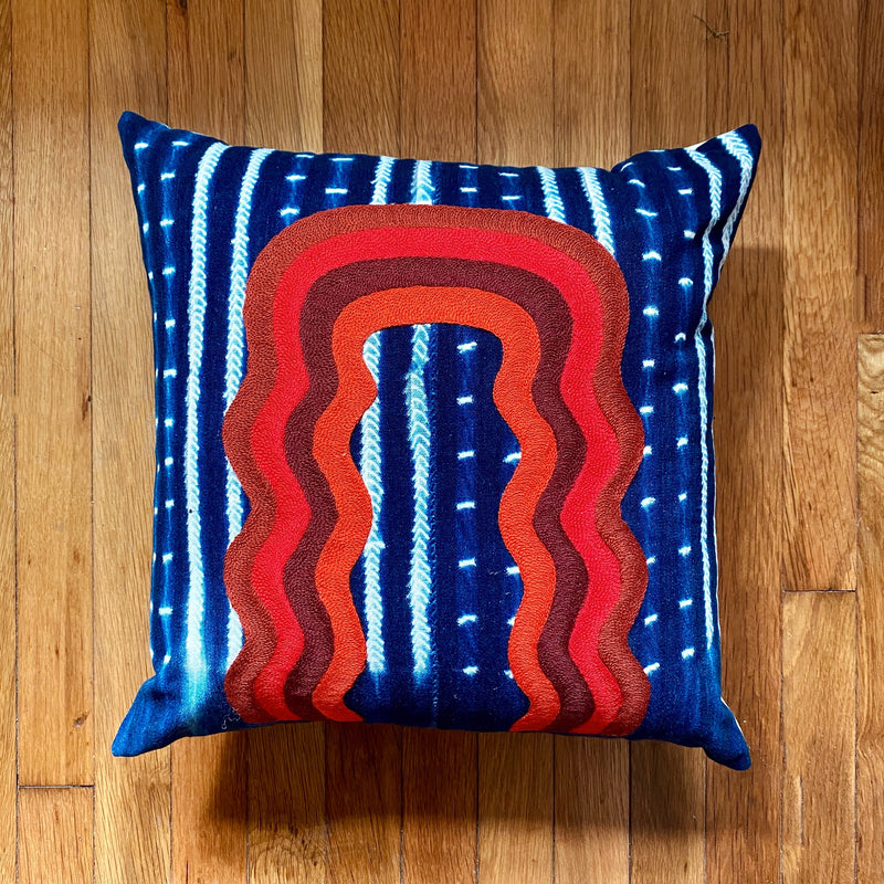 Red Wave Portal Pillow