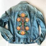 Vintage Denim Jacket - Mirror Flower Rust
