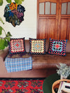 Granny Square Pillow - Sage & Rust