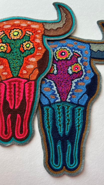 Bull Skull Cactus Backpatch-Orange & Green