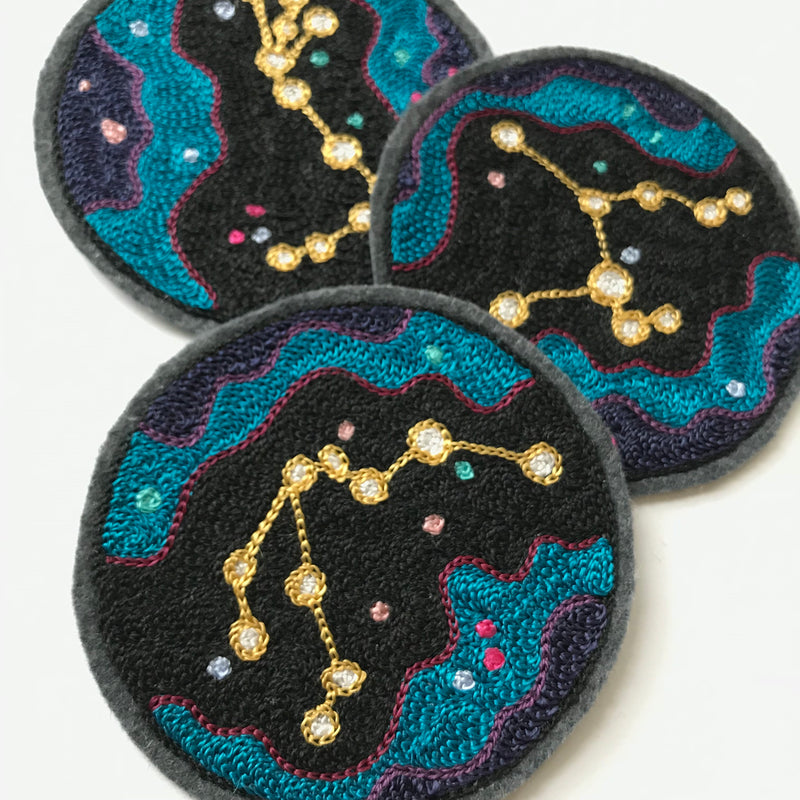 Zodiac Constellation Chainstitch Patches