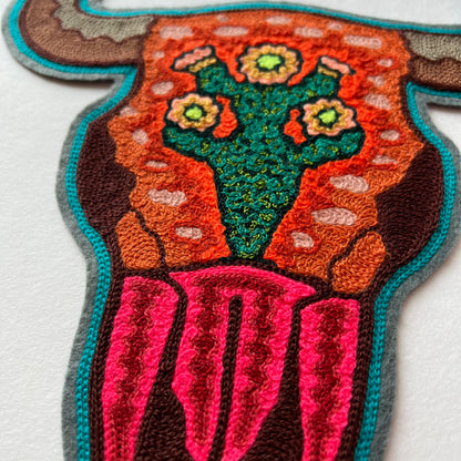 Bull Skull Cactus Backpatch-Orange & Green