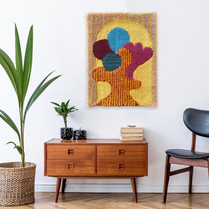 Abstract Cactus Yellow Wall Hanging
