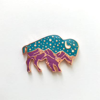 Starry Night Bison Enamel Pin