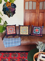 Granny Square Pillow - Teal & Wine