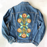 Vintage Denim Jacket - Mirror Flower Gold