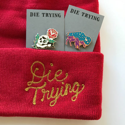 Knit Beanie with Custom Chainstitch