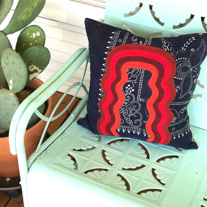 Red Wave Portal Pillow